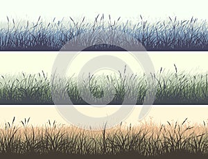 Horizontal color banners of meadow with high grass.