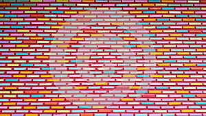 The horizontal of colorful cement brick wall