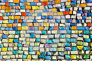 Horizontal colorful mosaic texture on wall