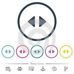 Horizontal control arrows flat color icons in round outlines photo