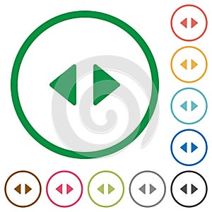 Horizontal control arrows flat icons with outlines