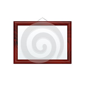 Horizontal Dark Wooden Frame Isolated on White.