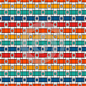 Horizontal dashed lines abstract background. Seamless pattern with geometric motif. Repeated squares and rectangles