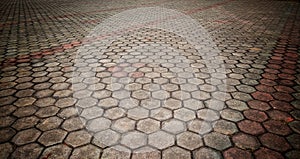 Horizontal design on the floor with octagon shape bricks, texture for pattern and background.
