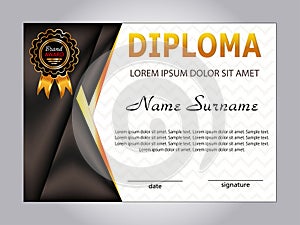 Horizontal diploma or certificate template with elegant elements design background. Vector
