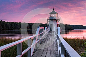 Horizontal Doubling Point Lighthouse Walkway Sunset