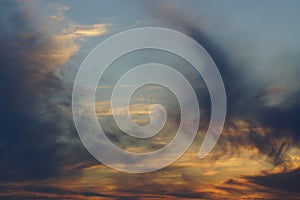 Horizontal dramatic evening cloudscape