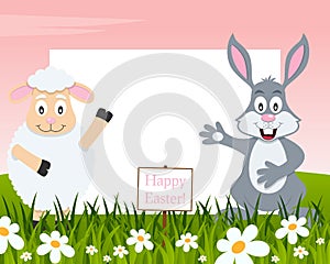 Horizontal Easter Frame - Lamb and Rabbit