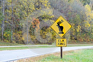 Horizontal Elk Crossing Traffic Sign