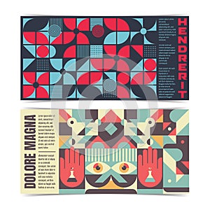 Horizontal Flyer template with Abstract Geometric Shape Compositions. Vector illustration