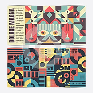 Horizontal Flyer template with Abstract Geometric Shape Compositions. Vector illustration