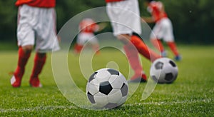 Horizontal Football Background Close-up. Football/Soccer Running with the Ball