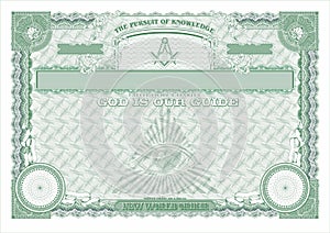 Horizontal form for creating a Masonic certificate green