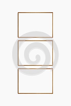 Horizontal frame mockup 7:5, 70x50, A4, A3, A2, A1 landscape. Set of three thin cherry wood frames. Gallery wall mockup, set of 3