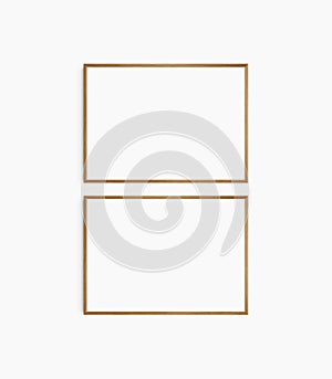 Horizontal frame mockup 7:5, 70x50, A4, A3, A2, A1 landscape. Set of two thin cherry wood frames. Gallery wall mockup, set of 2
