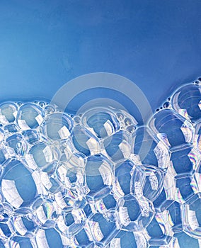 Horizontal glamorous blue background with bubbles