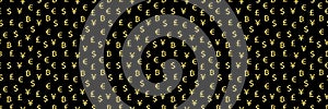 horizontal gold currency symbols on black