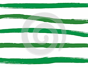 Horizontal grunge template. White background with green stripes drawn by hand with a rough brush. Watercolor, paint, sketch.