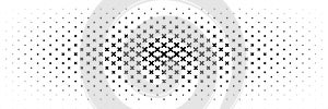 horizontal halftone of black cross and multiply from center design for pattern and background