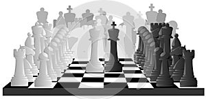 Horizontal illustration of chess game.