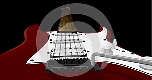 Horizontal illustration with red electric guitar.