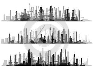 Horizontal illustration set industrial part of city.