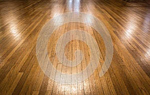 Old shiny polished hardwood floor.