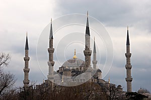 Horizontal image of Blue Mosque in winter, Istanbul, Turkey
