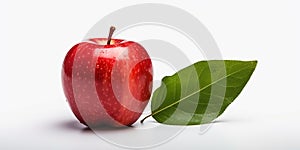 Horizontal image of red apple isolated in half on white background with clipping path, top view