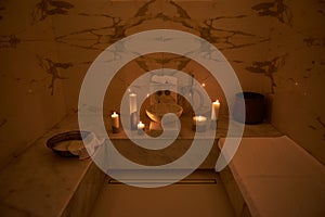 Horizontal image of the Turkish bath interior without people