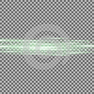 Horizontal lens flares lights, green color