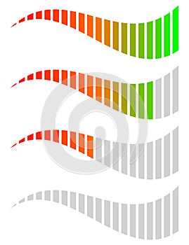 Horizontal level, progress, completion indicators. Steps, phases