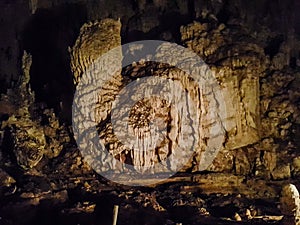 Horizontal limestone chalk stone cave water inside formation light spot middle rock pai tour chiang mai thailand