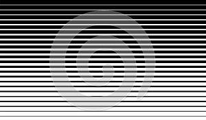 Horizontal line pattern. From thin line to thick. Parallel stripe. Black streak on white background. Straight gradation stripes. A