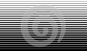 Horizontal line pattern. From thin line to thick. Parallel stripe. Black streak on white background. Straight gradation stripes. A photo