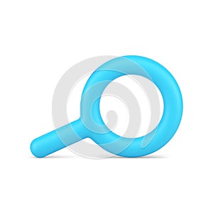 Horizontal magnifying glass blue glossy zoom for detailed exploration 3d icon realistic vector