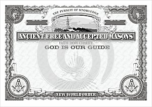 Horizontal Masonic Certificate black