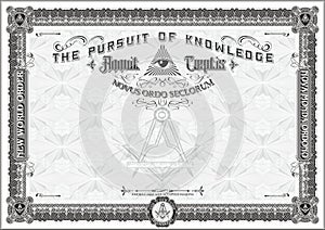 Horizontal Masonic Certificate black photo