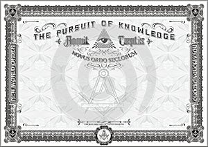 Horizontal Masonic Certificate black