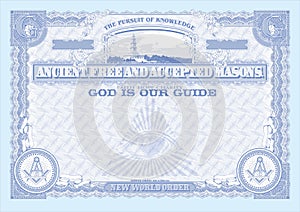 Horizontal Masonic Certificate blue