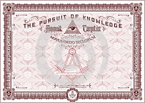 Horizontal Masonic Certificate red