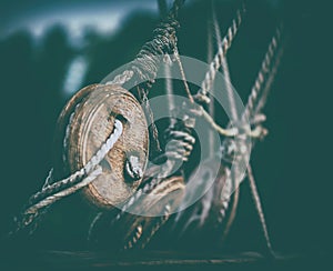 Horizontal medieval ship rope cable