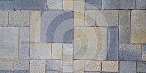 Horizontal modern brick street pavement background stone blocks paved road pattern