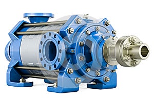 Horizontal multistage centrifugal pump, 3D rendering