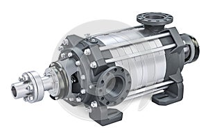 Horizontal multistage centrifugal pump, 3D rendering