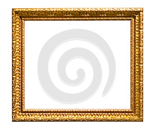 Horizontal old carved golden picture frame cutout