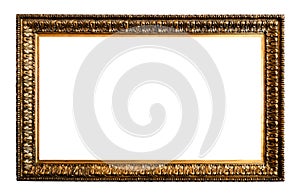 Horizontal old dark gold wide picture frame cutout