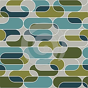 Horizontal oval geometry seamless pattern in vintage 70s style.