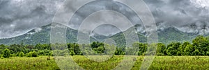 Cloudy Smoky Mountains Panorama With Copy Space