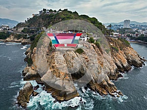 Horizontal Panorama: Sinfonia del Mar Open-Air Auditorium with Rock Formation
